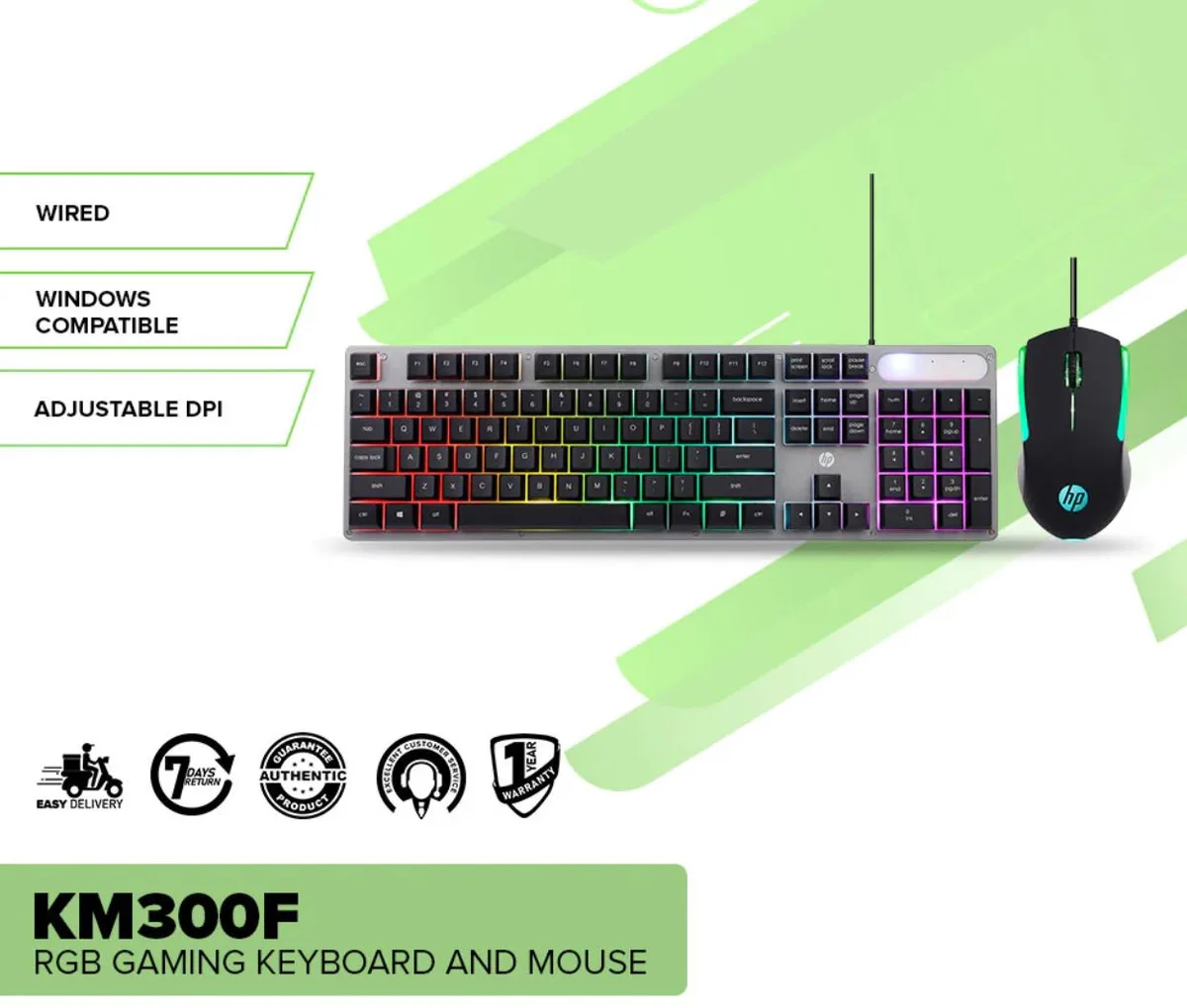 HP KM300F RGB Gaming Keyboard & Mouse Combo